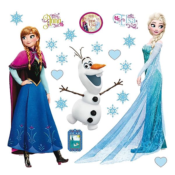 Disney Wandtattoo Die Eiskönigin Anna & Elsa Blau und Lila 30 x 30 cm 60022 günstig online kaufen