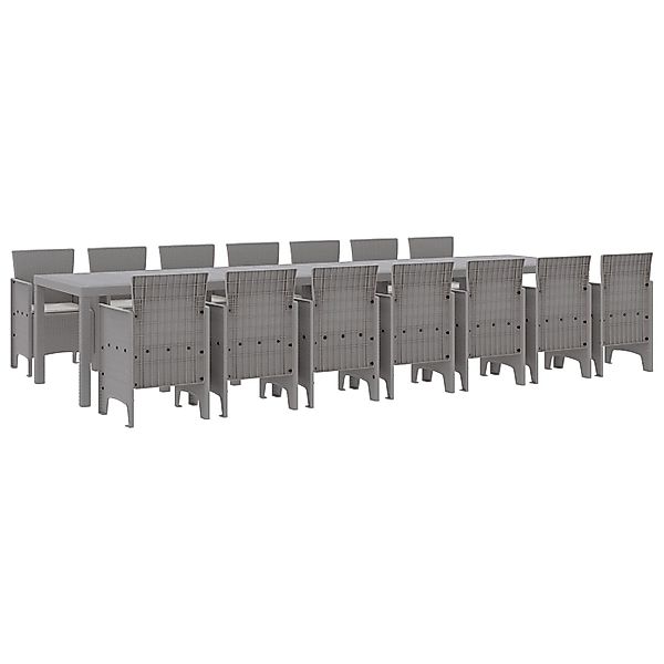 vidaXL Garten Essgruppe 15-Tlg Hellgrau Poly Rattan 3378809 günstig online kaufen