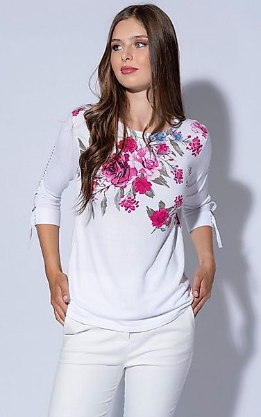 Passioni 3/4 Arm-Pullover mit Blumenprint Rundhalsausschnitt, günstig online kaufen