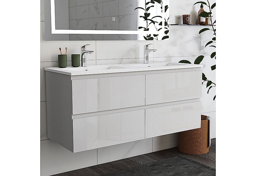 duschspa Doppelwaschtisch 120cm Waschtisch mit Unterschrank Waschbecken mit günstig online kaufen