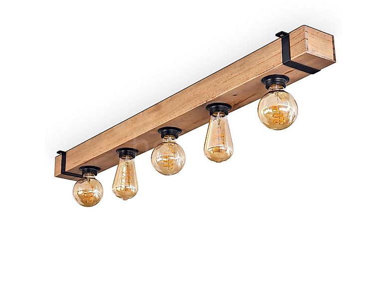 hofstein Deckenleuchte moderne Deckenlampe aus Metall/Holz in Schwarz/Natur günstig online kaufen