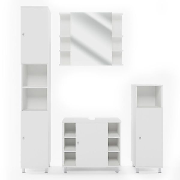 Vicco Badmöbel-Set Fynn, Weiß, 4 Teile, günstig online kaufen