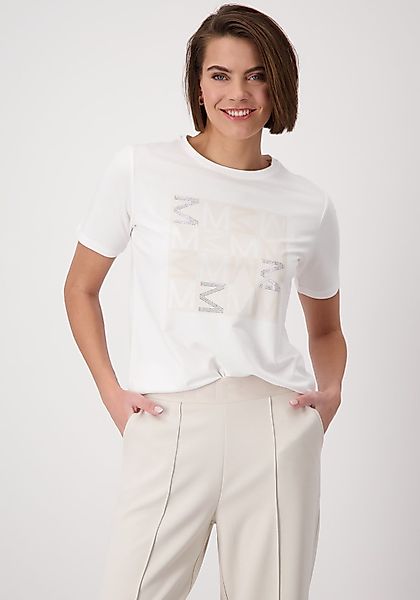Monari Rundhalsshirt mit Frontprint und Glitzernieten günstig online kaufen