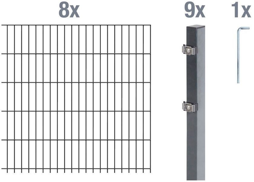 Alberts Doppelstabmattenzaun Grundset, (Set), Höhe: 80-160 günstig online kaufen