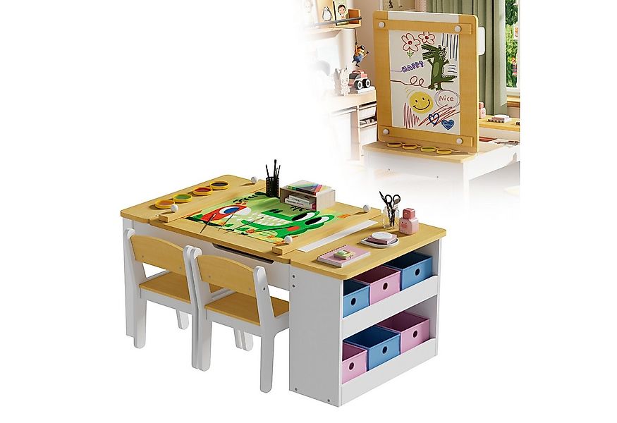TWSOUL Kinderschreibtisch 3 in 1 kindersitzgruppe , Bringen Sie zwei Stühle günstig online kaufen