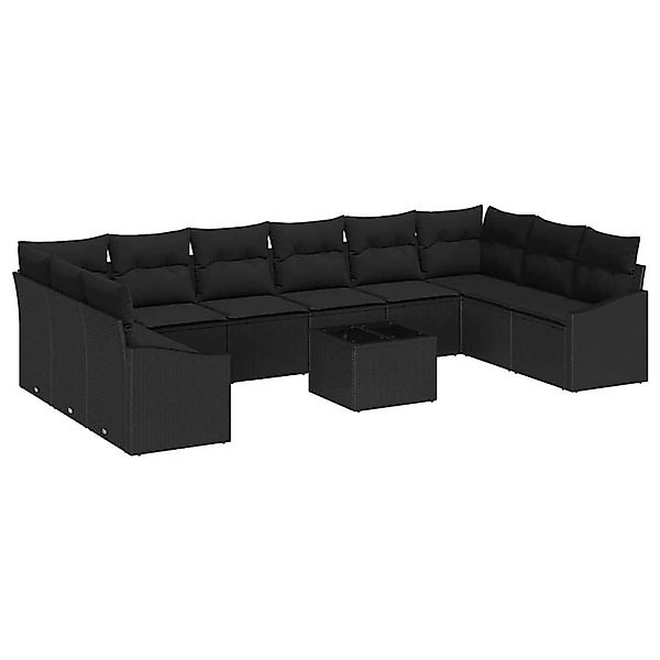 vidaXL Garten-Sofa-Set 11-Tlg Schwarz Poly Rattan 3346913 günstig online kaufen