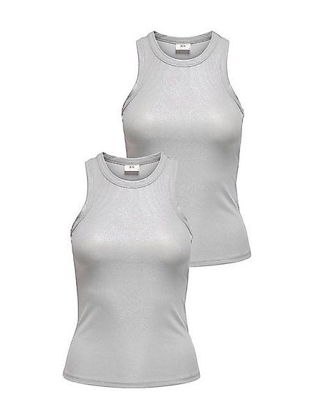 JACQUELINE de YONG Shirttop 2er-SET Feminines Tanktop Shirt Glitzer Effekt günstig online kaufen