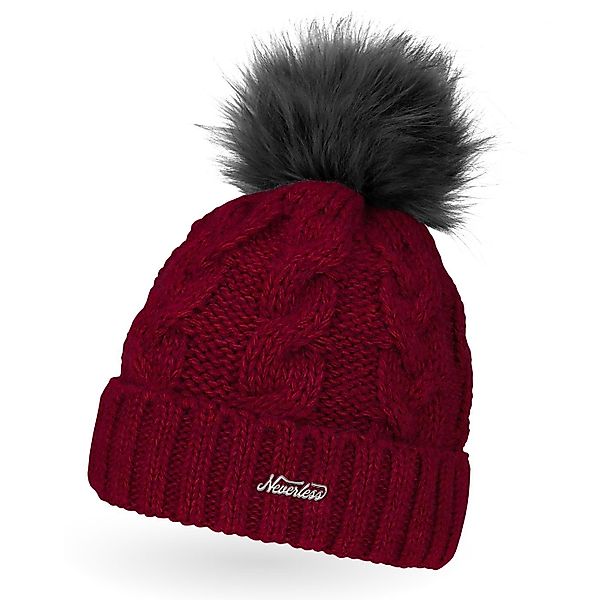 Neverless Bommelmütze Damen Strick-Mütze gefüttert Fell-Bommel günstig online kaufen