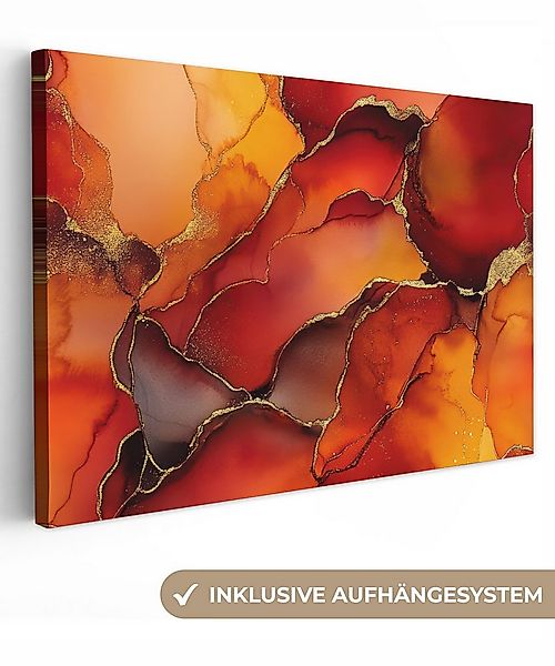 OneMillionCanvasses® Leinwandbild Rot - Marmor - Gold - Herbstfarben - Abst günstig online kaufen