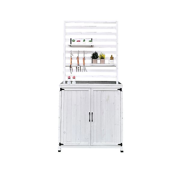 Leco Garten-Geräteschrank Gartenregal THEA, Tannenholz weiß lasiert, BxT: 9 günstig online kaufen