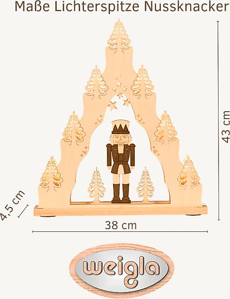 Weigla Schwibbogen "Nussknacker, Lichterspitze aus Holz, NATUR-BRAUN", Erzg günstig online kaufen