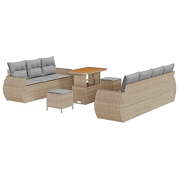 vidaXL Gartensofa-set mit Kissen 10-Tlg Beige und Hellgrau Poly-Rattan 3363 günstig online kaufen