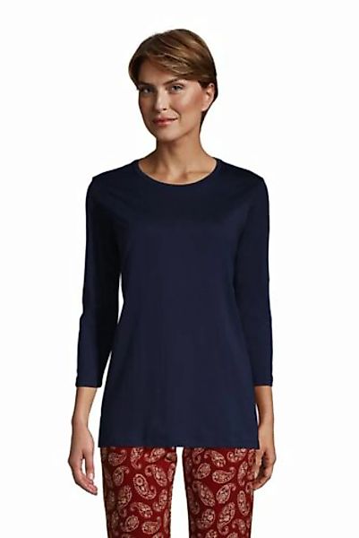 Supima-Shirt mit 3/4-Ärmeln, Damen, Größe: 48-50 Normal, Blau, Baumwolle, b günstig online kaufen