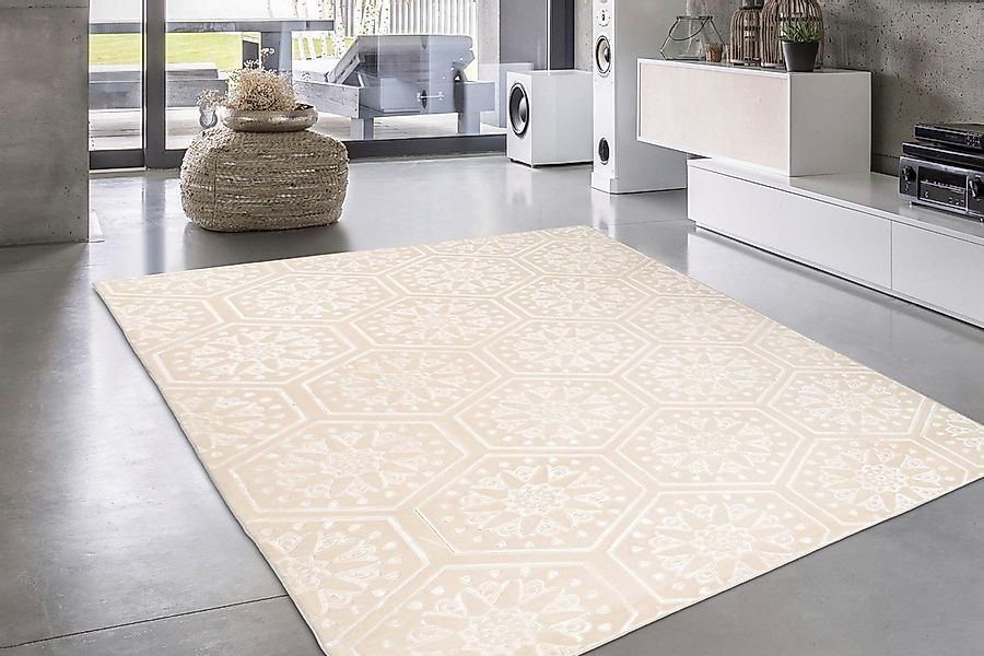 my home Teppich »Stina«, rechteckig, 7 mm Höhe, Hoch-Tief-Effekt, mit Muste günstig online kaufen
