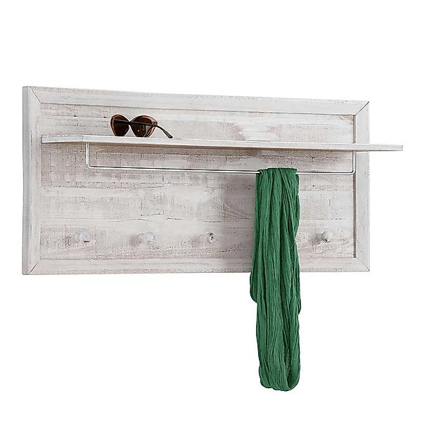 Hängegarderobe in Creme Weiß Kiefer massiv 100 cm breit günstig online kaufen