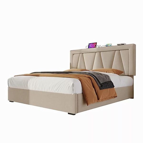 OKWISH Polsterbett Doppelbett (140 x 200 cm Ohne Matratze), LED Doppelbett günstig online kaufen