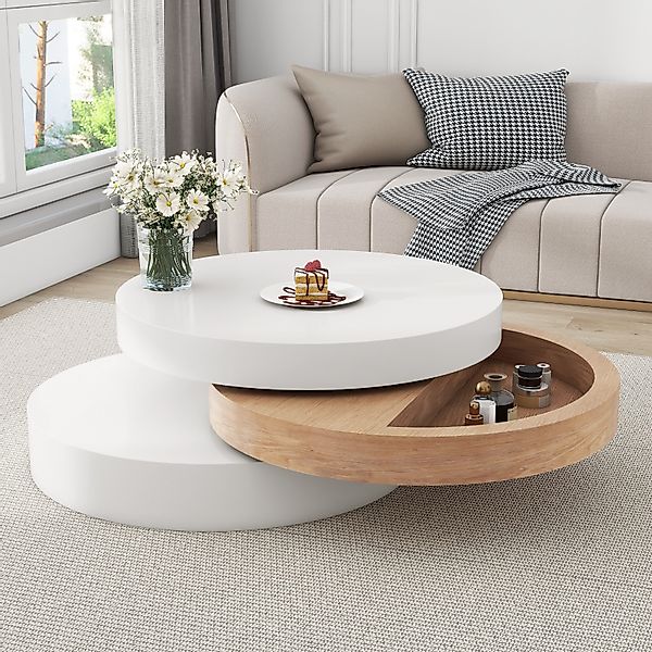 Merax Couchtisch drehbarer Sofatisch Zylindrisch Beistelltisch günstig online kaufen