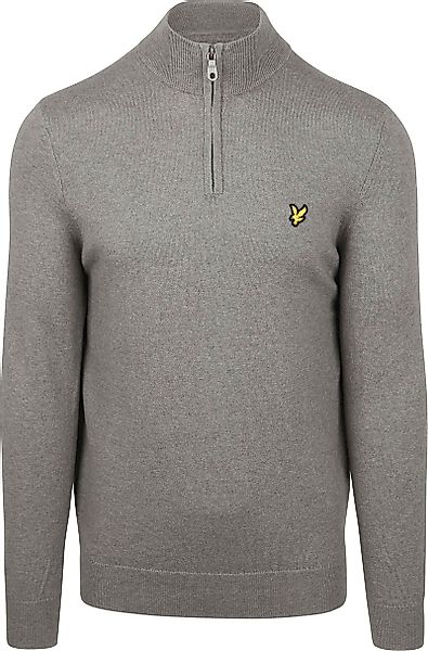 Lyle & Scott Half Zip Pull Merino Wolle Grau - Größe M günstig online kaufen