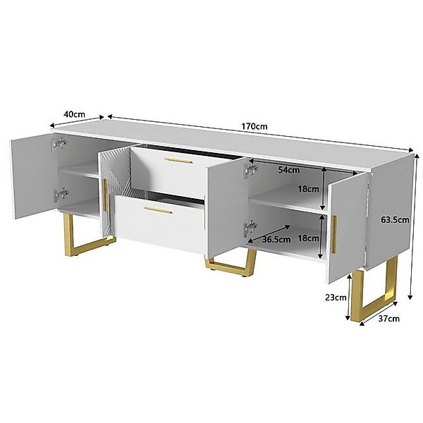 Furnishings Home TV-Schrank 170cm Weißer Holzschrank (Set, 1er Set, mit 4 F günstig online kaufen