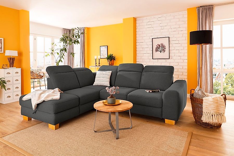 Home affaire Ecksofa »Dundee L-Form«, wahlweise mit Kopfteilverstellung und günstig online kaufen