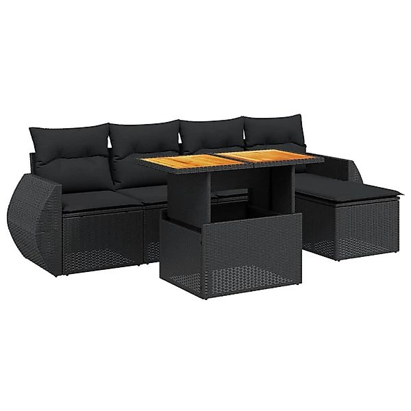 vidaXL 6-Tlg Garten-Sofagarnitur mit Kissen Schwarz Poly Rattan 3272168 günstig online kaufen