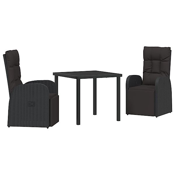 vidaXL Garten Essgruppe mit Kissen 3-Tlg Schwarz Poly Rattan 3379527 günstig online kaufen