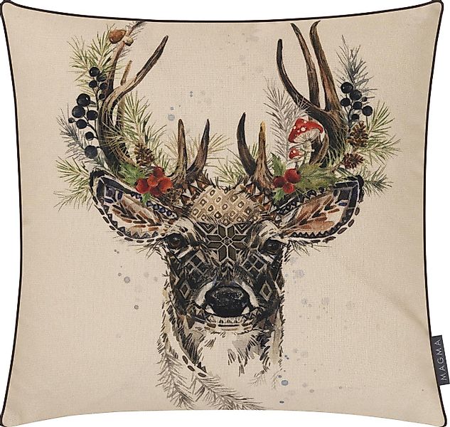 Magma Heimtex Kissenbezug Hirschkopf Digitaldruck Landhaus 45x45cm Wendekis günstig online kaufen