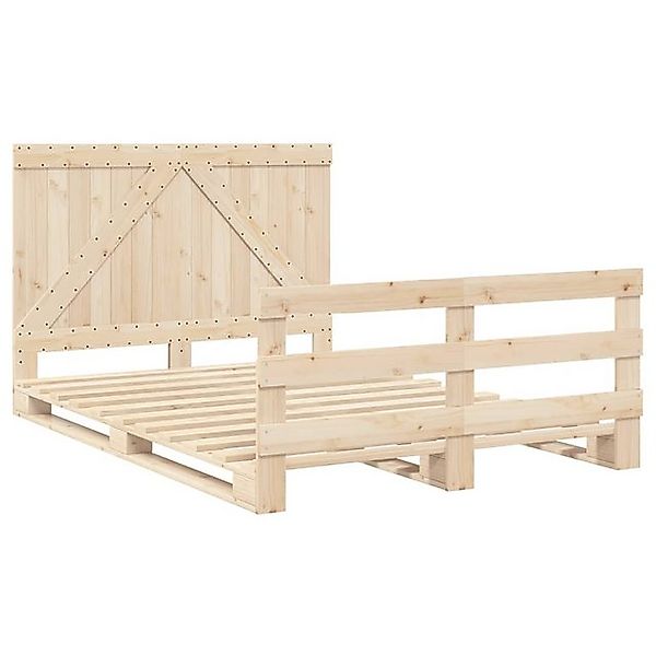 vidaXL Bettgestell Massivholzbett mit Kopfteil 140x200 cm Kiefer Bett Bettg günstig online kaufen