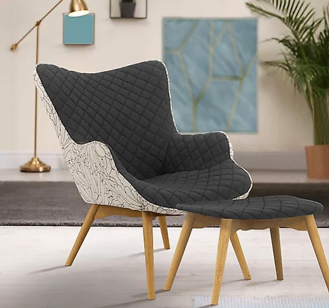 Home affaire Sessel »Duke Print« Karoprägung im Sitzbereich und Dekostoff a günstig online kaufen