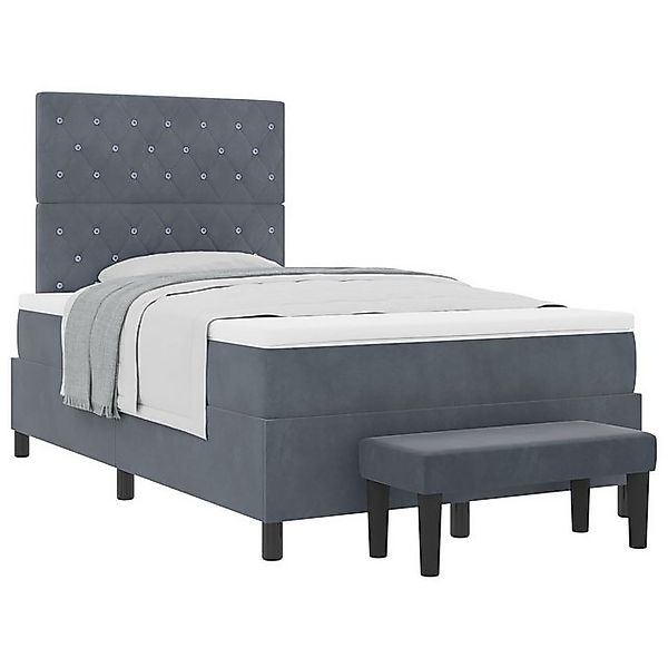 vidaXL Bett Boxspringbett mit Matratze & Bank Dunkelgrau 120x200 cm Samt (2 günstig online kaufen