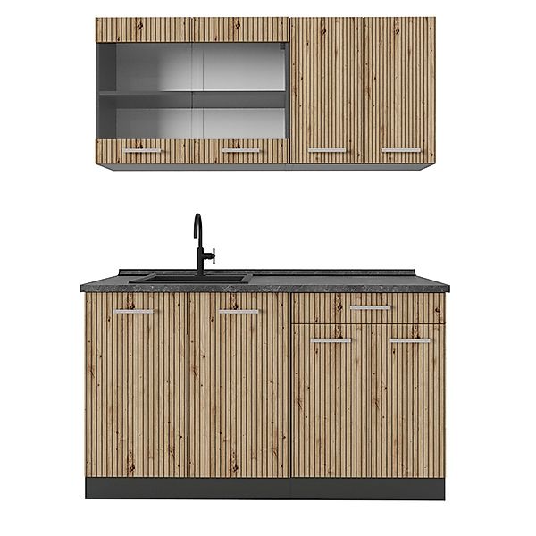 Vicco R-Line Singleküche Artisan Eiche/Anthrazit 140 cm AP Anthrazit günstig online kaufen