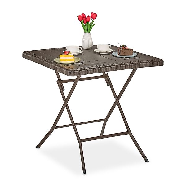 relaxdays Gartentisch in Holzoptik, Braun günstig online kaufen