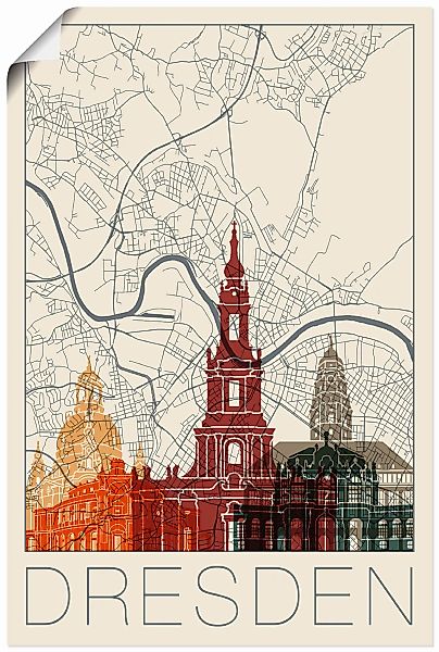 Artland Wandbild »Retro Karte Dresden«, Deutschland, (1 St.), als Alubild, günstig online kaufen