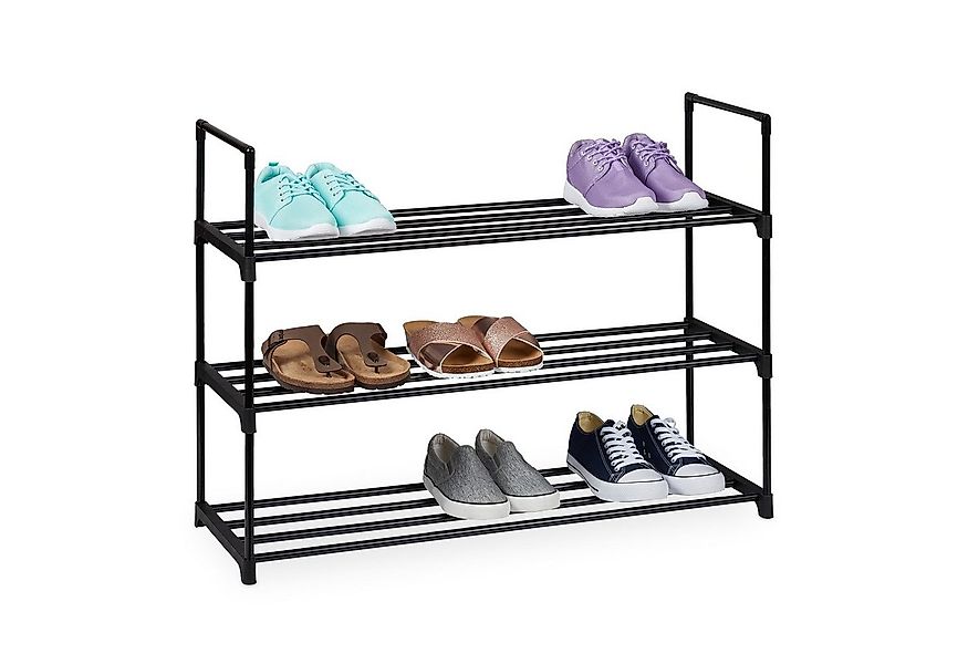 relaxdays Schuhregal Schwarzes Schuhregal aus Metall, 3 günstig online kaufen
