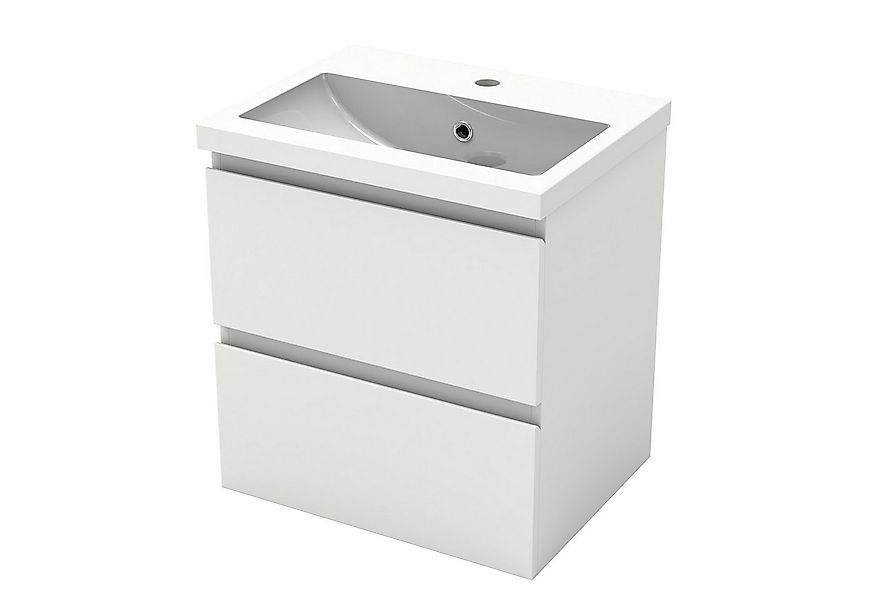 Aica Sanitär Waschtisch Badmöbel Set Waschbecken mit Unterschrank MDF Weiß günstig online kaufen
