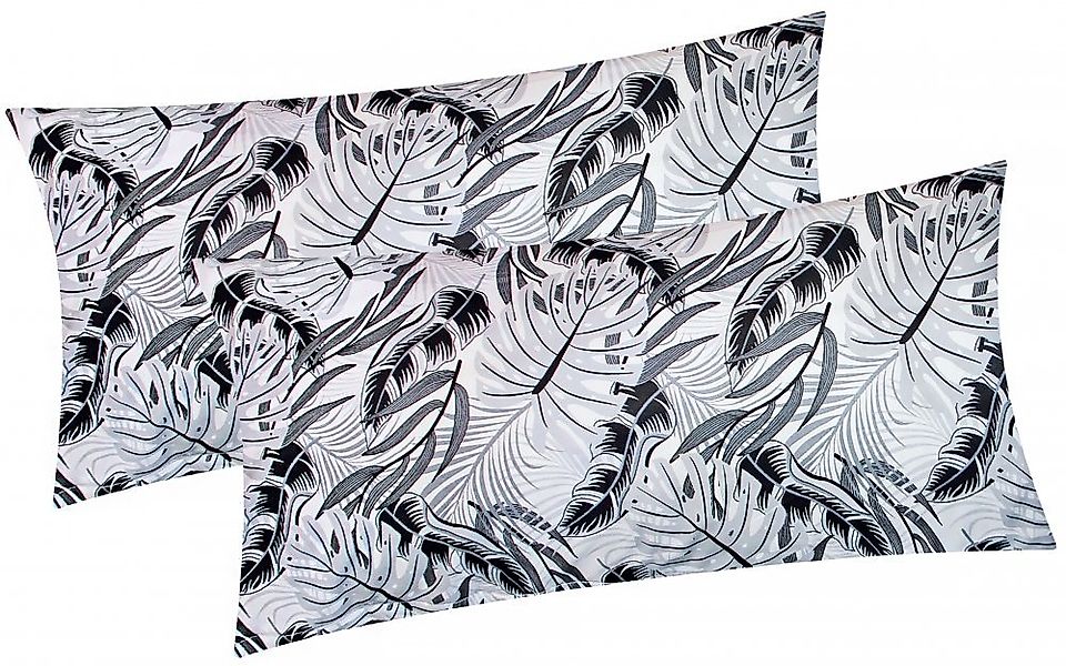 Heubergshop Kissenbezug, (2 Stück), 2er Set 40x80cm Blätter Grau Schwarz 10 günstig online kaufen