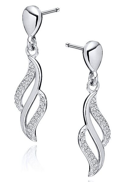 Limana Paar Ohrhänger 925 Silber Gold hängende Ohrstecker mit Zirkonia für günstig online kaufen