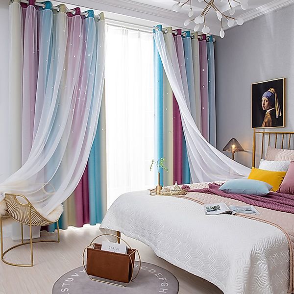 REDOM Verdunkelungsvorhang 2er Voile Farbverlauf Curtains günstig online kaufen