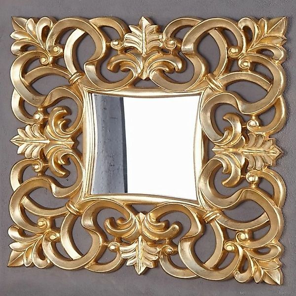 Romantischer Wandspiegel FLORENCE Gold Antik in Barock-Design 75cm x 75cm günstig online kaufen