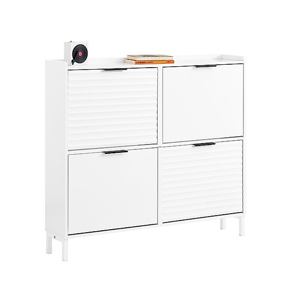 SoBuy Schuhschrank Schmal Schuhkipper mit 4 Klappen für Flur Platz FSR197-W günstig online kaufen