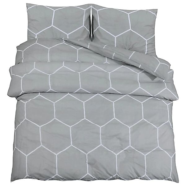 vidaXL Bettwäsche-Set Grau 220x240 cm Baumwolle 136452 günstig online kaufen