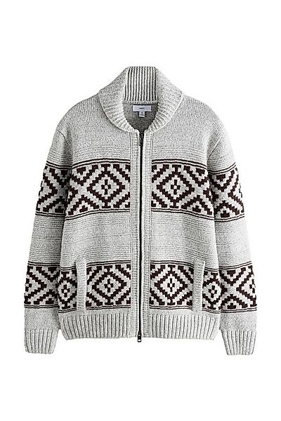 Next Strickjacke Regular Fit Strickjacke mit RV + Fairisle-Muster (1-tlg) günstig online kaufen
