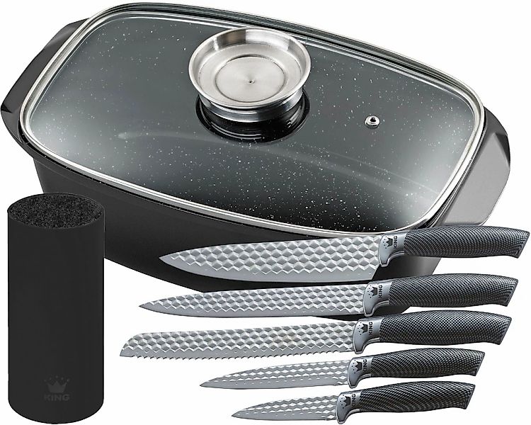 KING Bräter "5 Liter" Set, 5 Küchenmesser inklusive Messerblock, 8 Stk. tlg günstig online kaufen