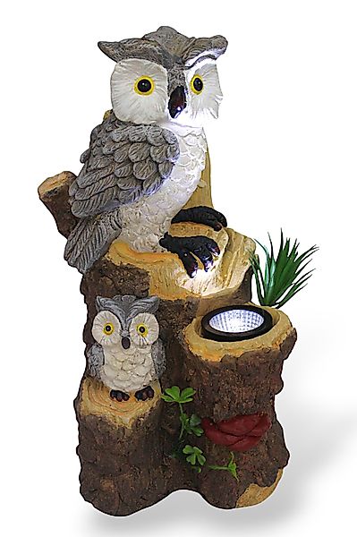 Arnusa Gartenfigur Solarlampe Eule auf Baumstamm günstig online kaufen