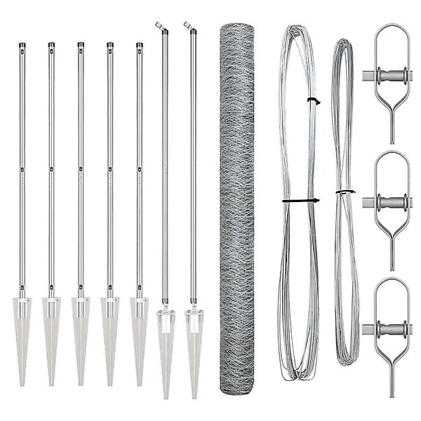vidaXL Zaunpfosten Silber 10 x 1,6 m 36 mm Maschenweite Stahl 3353358 günstig online kaufen