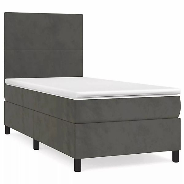 vidaXL Boxspringbett Boxspringbett mit Matratze Dunkelgrau 90x190 cm Samt B günstig online kaufen