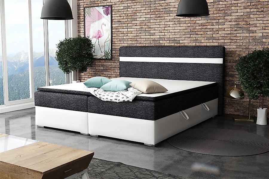 Fun Möbel Boxbett Schlafzimmerbett DAWID in Stoff/Kunstleder (inkl. Bettkäs günstig online kaufen