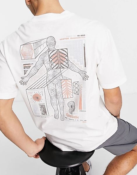 Reebok – Training Data Fitness – T-Shirt in Weiß mit Print günstig online kaufen
