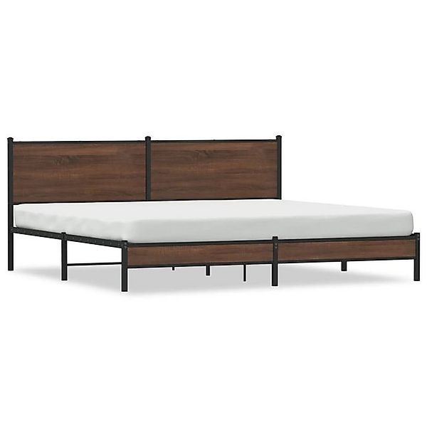 vidaXL Bett, Metallbett ohne Matratze Braun Eichen-Optik 193x203 cm günstig online kaufen