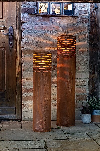 Frank Flechtwaren Windlicht (2 St), Rost-Säule günstig online kaufen